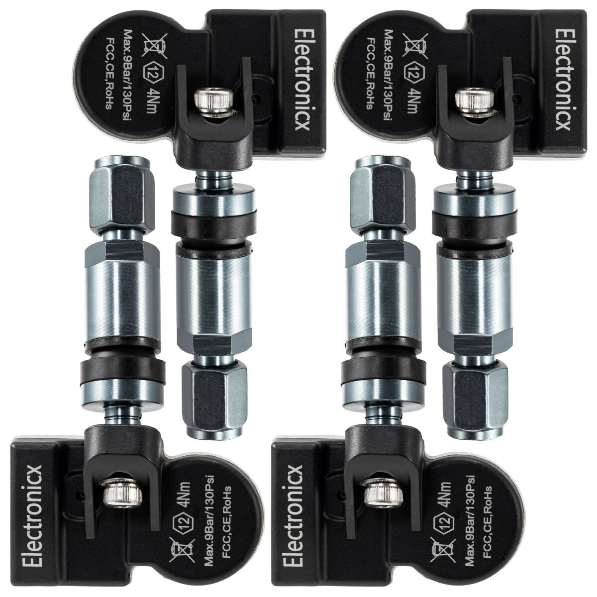 4x Tire Pressure Sensors TPMS Sensors Metal Valve Gunmetal for Toyota Tundra 2007-2014