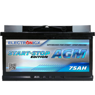 Electronicx AGM Autobatterie 75AH - 12V Starterbatterie...