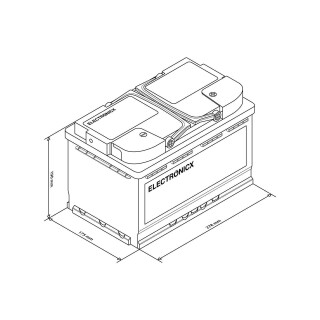 Electronicx AGM Autobatterie 75AH - 12V Starterbatterie für Start-Stop Systeme, Hochleistungsakku