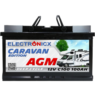 Electronicx Caravan Edition V2 AGM Batterie 100Ah 12V - Versorgungsbatterie für Wohnmobil & Boot