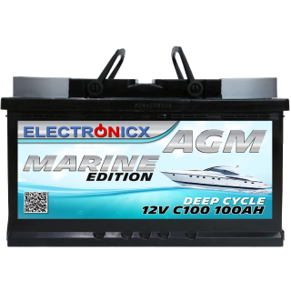 Electronicx AGM Batterie 100AH Marine Edition - 12V Versorgungsbatterie für Boot, Wohnmobil & Solar