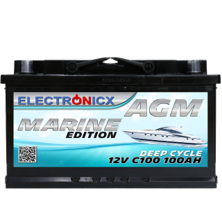 Electronicx AGM Batterie 100AH Marine Edition - 12V Versorgungsbatterie für Boot, Wohnmobil & Solar