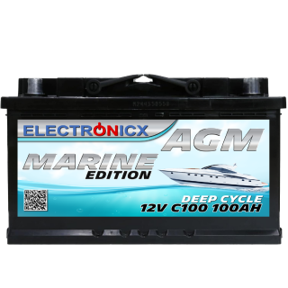 Electronicx marine edition battery agm 100 ah 12v boat...