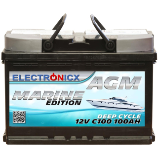 Electronicx Marine Edition Batterie AGM 100 AH 12V Boot Schiff Versorgungsbatterie