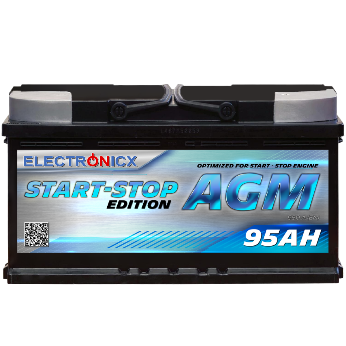 Electronicx AGM Autobatterie 95AH - 12V Starterbatterie für Start-Stop Systeme, Hochleistungsakku