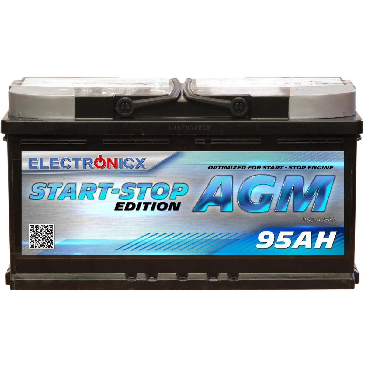 Electronicx AGM Autobatterie Starterbatterie Batterie Start-Stop 95 AH 12V 850A