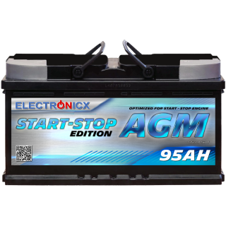 Electronicx AGM Autobatterie 95AH - 12V Starterbatterie für Start-Stop Systeme, Hochleistungsakku