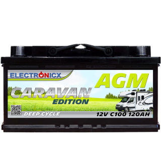 Electronicx Caravan Edition AGM Batterie 120AH 12V - Versorgungsbatterie für Wohnmobil & Boot