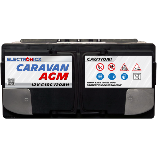 Electronicx Caravan Edition V2 AGM Batterie 120Ah 12V - Wohnmobil & Boot Versorgungsbatterie