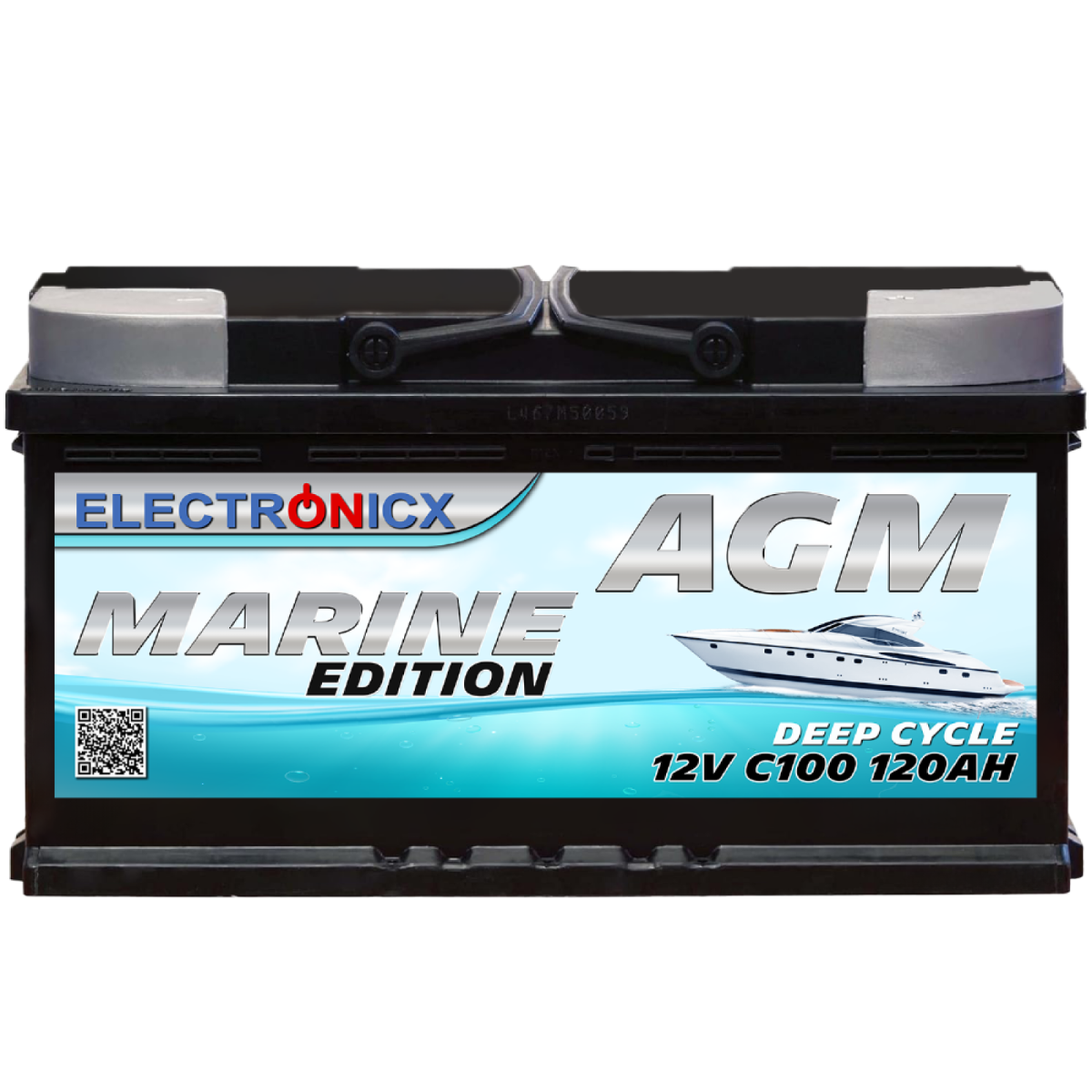 Electronicx AGM Batterie 120AH Marine Edition - 12V Hochleistungsakku für Solar, Boot & Camping