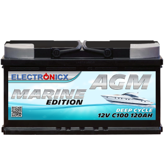 Electronicx marine edition battery agm 120 ah 12v boat...