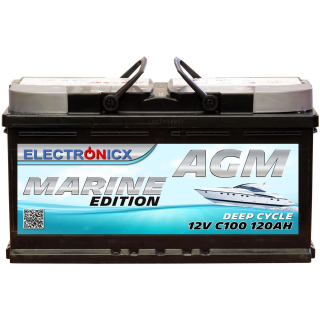 Electronicx marine edition battery agm 120 ah 12v boat ship supply battery