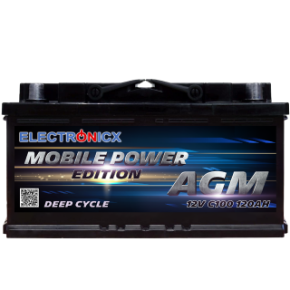 Electronicx Mobile Edition Batterie AGM 120 AH 12V Versorgungsbatterie Freizeit Akku