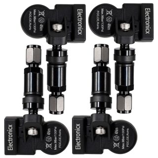 4x Tire Pressure Sensors TPMS Sensors Metal Valve Black...