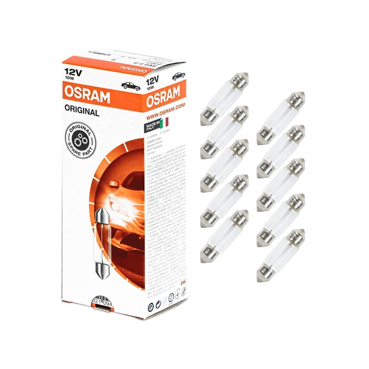 10X Osram Soffitte 36mm Sv8.5-8 Lampe 12V 10 Watt Original Soffitten Glühbirn AH