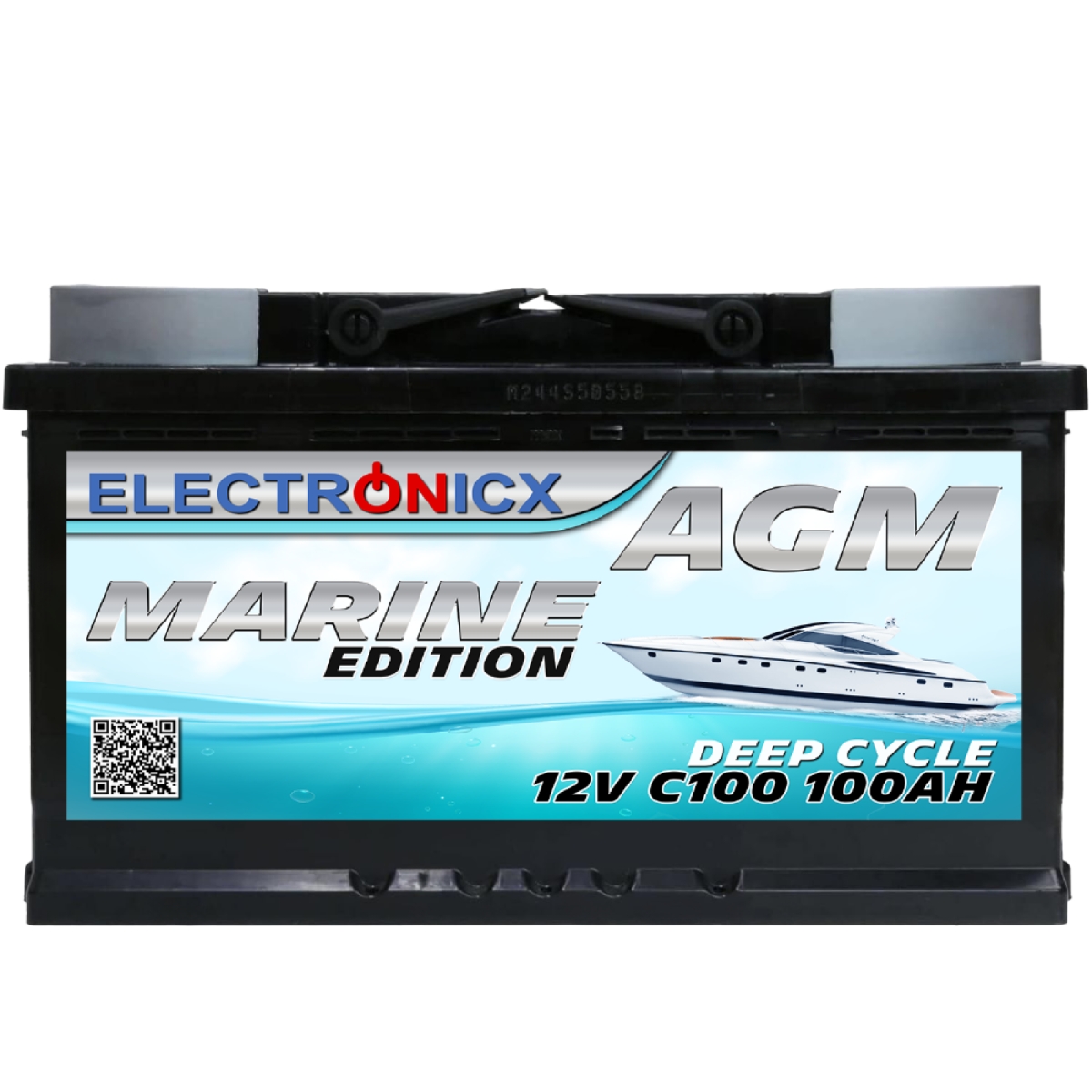 Electronicx AGM Batterie 100AH Marine Edition - 12V Akku für Boot, Wohnmobil & Solaranlagen