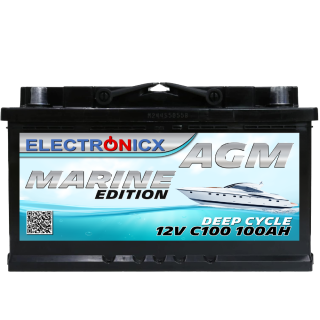 Electronicx AGM Batterie 100AH Marine Edition - 12V Akku für Boot, Wohnmobil & Solaranlagen