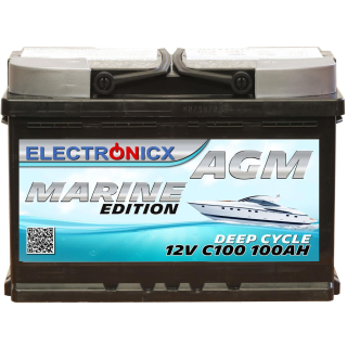 Electronicx Marine Edition Batterie AGM 100 AH 12V Boot Schiff Versorgungsbatterie