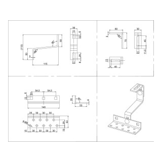 6X Dachhaken 3-fach verstellbar Edelstahl 1.4016 /PV Photovoltaik/Solar