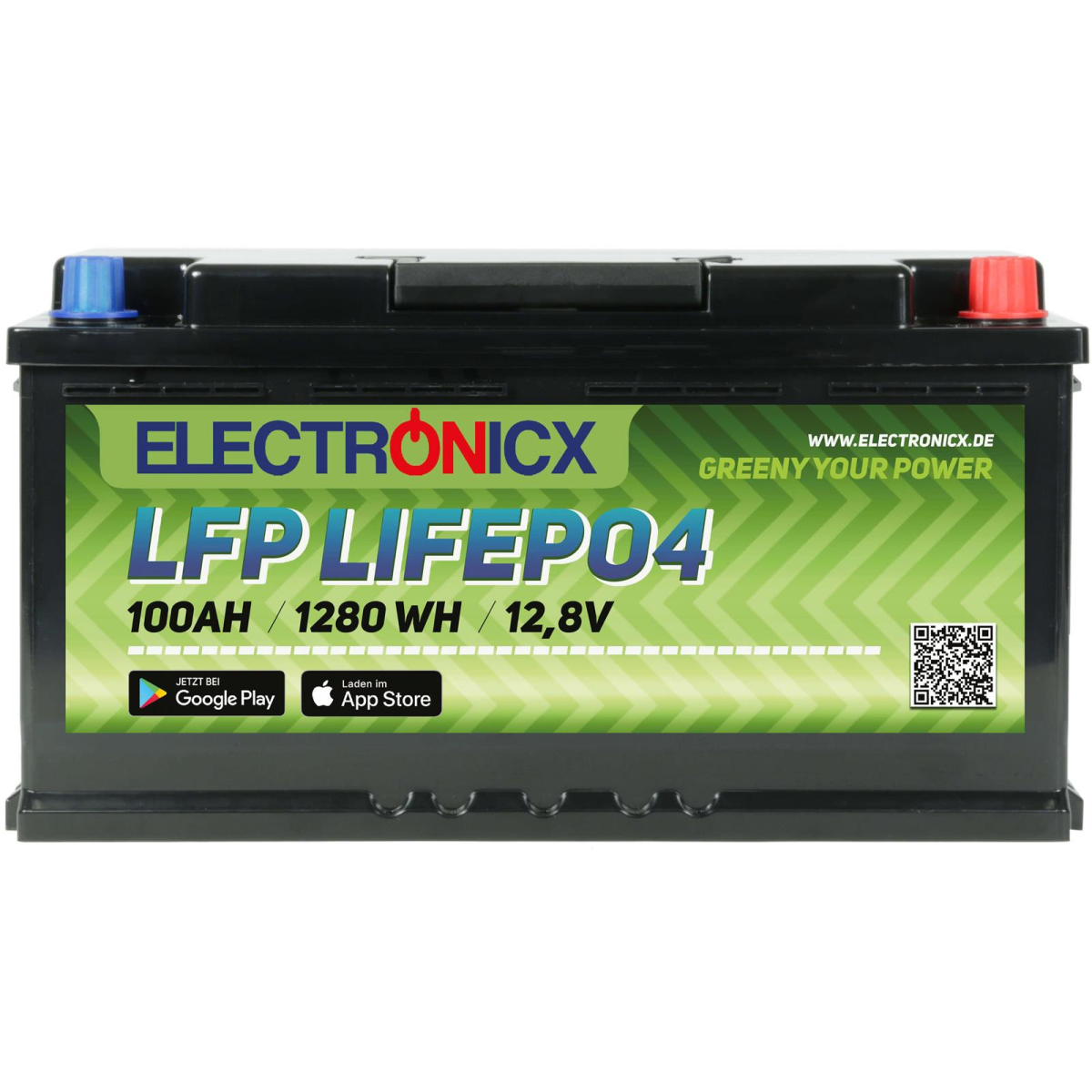 Electronicx LiFePO4 Akku 12V 100Ah LFP Bluetooth APP Lithium-Eisenphosphat