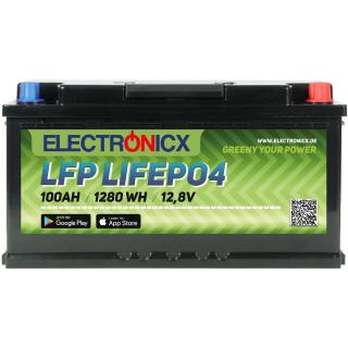 Electronicx LiFePO4 Akku 12V 100Ah LFP Bluetooth APP...