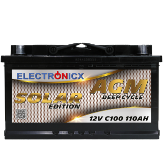 Electronicx Solar Edition AGM Batterie 110AH - 12V Solar Akku für Photovoltaik, Camping & Off-Grid-Systeme