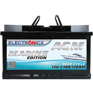 AGM Batterie 110AH Electronicx Marine Edition Boot Schiff Versorgungsbatterie 12V Akku Deep Bootsbatterie Autobatterie Solarbatterie Solar Batterien…