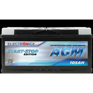 Electronicx AGM Autobatterie 105AH - 12V Starterbatterie...