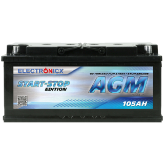 Electronicx agm car battery starter battery start stop 105 ah 12v 1200a
