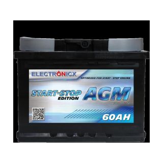 Electronicx AGM Autobatterie Starterbatterie Batterie Start-Stop 60 AH 12V 700A