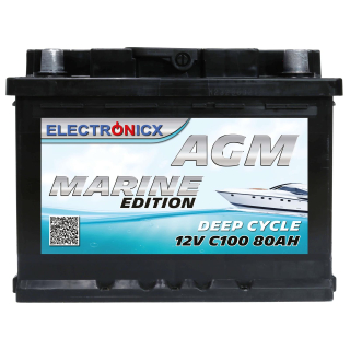 AGM Batterie 80AH Electronicx Marine Edition Boot Schiff Versorgungsbatterie 12V Akku Deep Bootsbatterie Solarbatterie Solar Batterien…