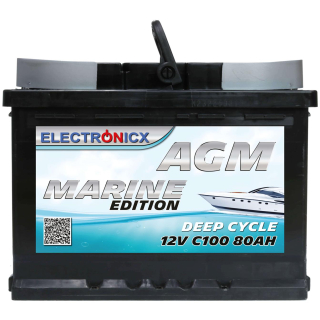 AGM Batterie 80AH Electronicx Marine Edition Boot Schiff Versorgungsbatterie 12V Akku Deep Bootsbatterie Solarbatterie Solar Batterien…