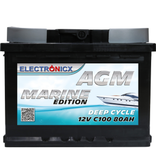 Electronicx AGM Batterie 80AH Marine Edition - 12V...