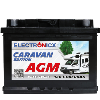 Electronicx Caravan Edition V2 AGM Batterie 80Ah 12V - Versorgungsbatterie für Wohnmobil & Boot