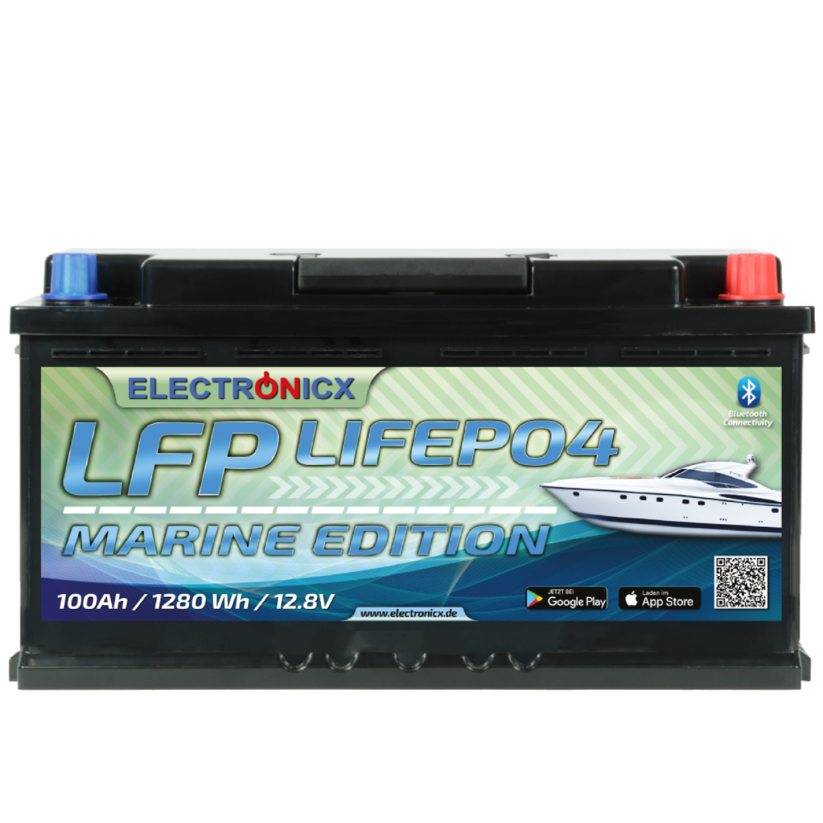 Electronicx Marine Edition LiFePO4 battery 12V 100Ah LFP Bluetooth APP Lithium iron phosphate
