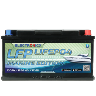 Electronicx Marine Edition LiFePO4 Akku 12V 100Ah LFP...