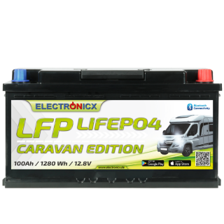 Electronicx Caravan Edition LiFePO4 Akku 12V 100Ah LFP Bluetooth APP Lithium-Eisenphosphat