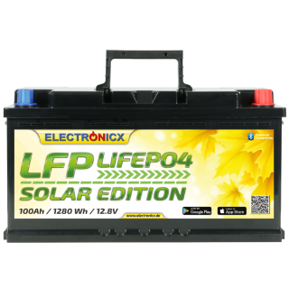 Electronicx Solar Edition LiFePO4 Battery 12V 100Ah LFP Bluetooth APP Lithium Iron Phosphate