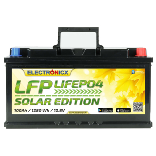Electronicx Solar Edition LiFePO4 Battery 12v 100Ah lfp Bluetooth app Lithium Iron Phosphate