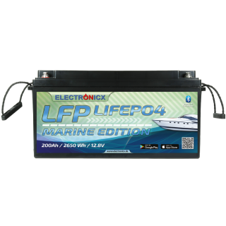 Electronicx Marine Edition LiFePO4 2560Wh 200Ah LFP Bluetooth APP Lithium Iron Phosphate