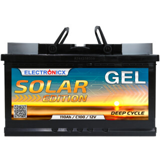 Solarbatterie 12V 110AH Electronicx Solar Edition GEL Batterie Solar Akku Versorgungsbatterie stromspeicher photovoltaik Camping Solaranlage Gartenh
