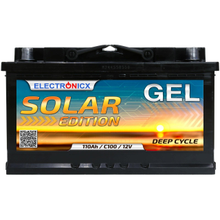 Solarbatterie 12V 110AH Electronicx Solar Edition GEL Batterie Solar Akku Versorgungsbatterie stromspeicher photovoltaik Camping Solaranlage Gartenh