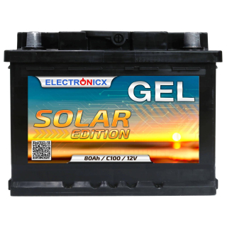 Solar battery 12v 80ah Electronicx Solar Edition gel battery solar battery supply battery power storage photovoltaic camping solar system garden..