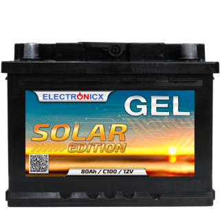 Solar battery 12v 80ah Electronicx Solar Edition gel battery solar battery supply battery power storage photovoltaic camping solar system garden..