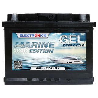GEL Batterie 80AH Electronicx Marine Edition Boot Schiff Versorgungsbatterie 12V Akku Deep Bootsbatterie Autobatterie Solarbatterie Solar Batterien…